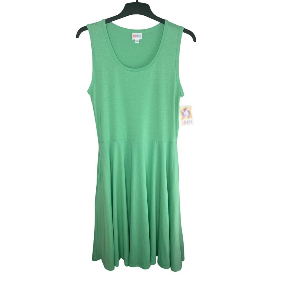 Lularoe Nicki Mint Green Sleeveless Fit & Flare A-Line Dress Womens Large - Picture 2 of 16